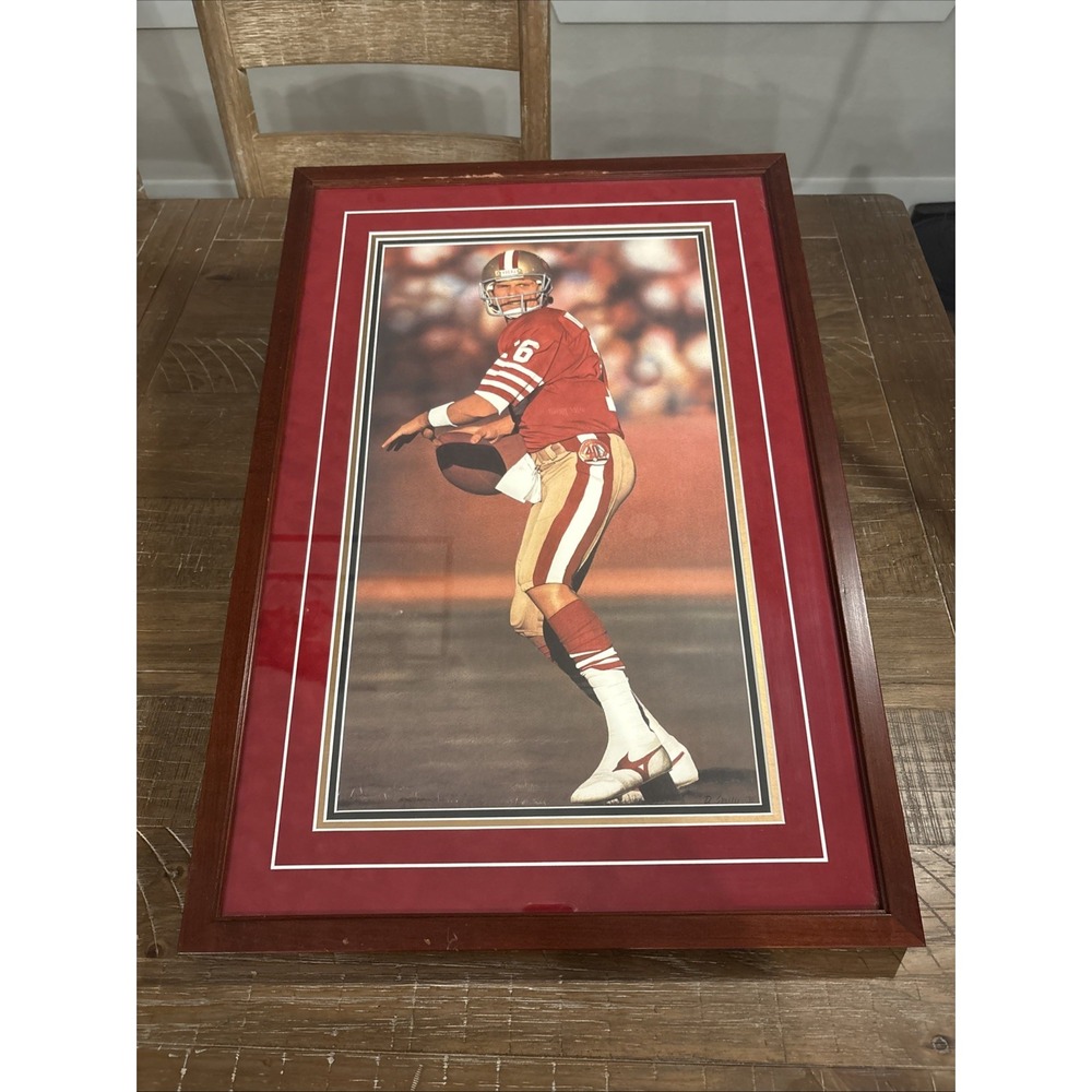 Framed Joe Montana Authentic Autographed Lithograph DANIEL M. SMITH 565/1150